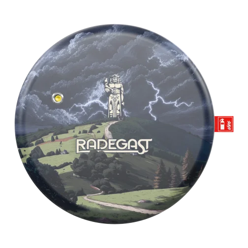 Hasicí štít Amplla × Radegast, podoba Lysá hora — čelní pohled na designový hasicí přístroj Shield